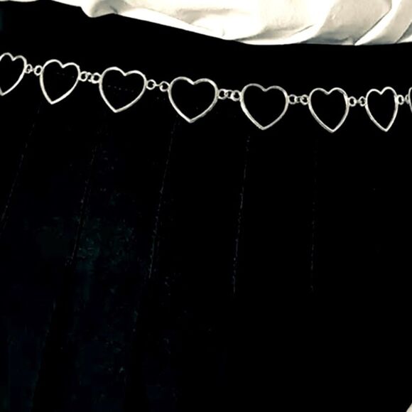 Silver Open Heart Link Adjustable Body Chain Belt NEW - Picture 1 of 4